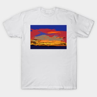 Blue And Red Ocean Sunset T-Shirt